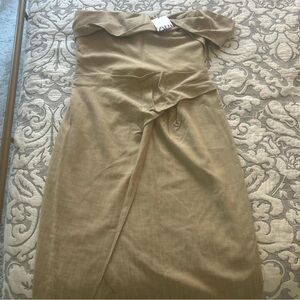Zara Gold One Shoulder Sheath Dress